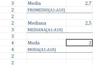 Medidas de tendencia central en Excel